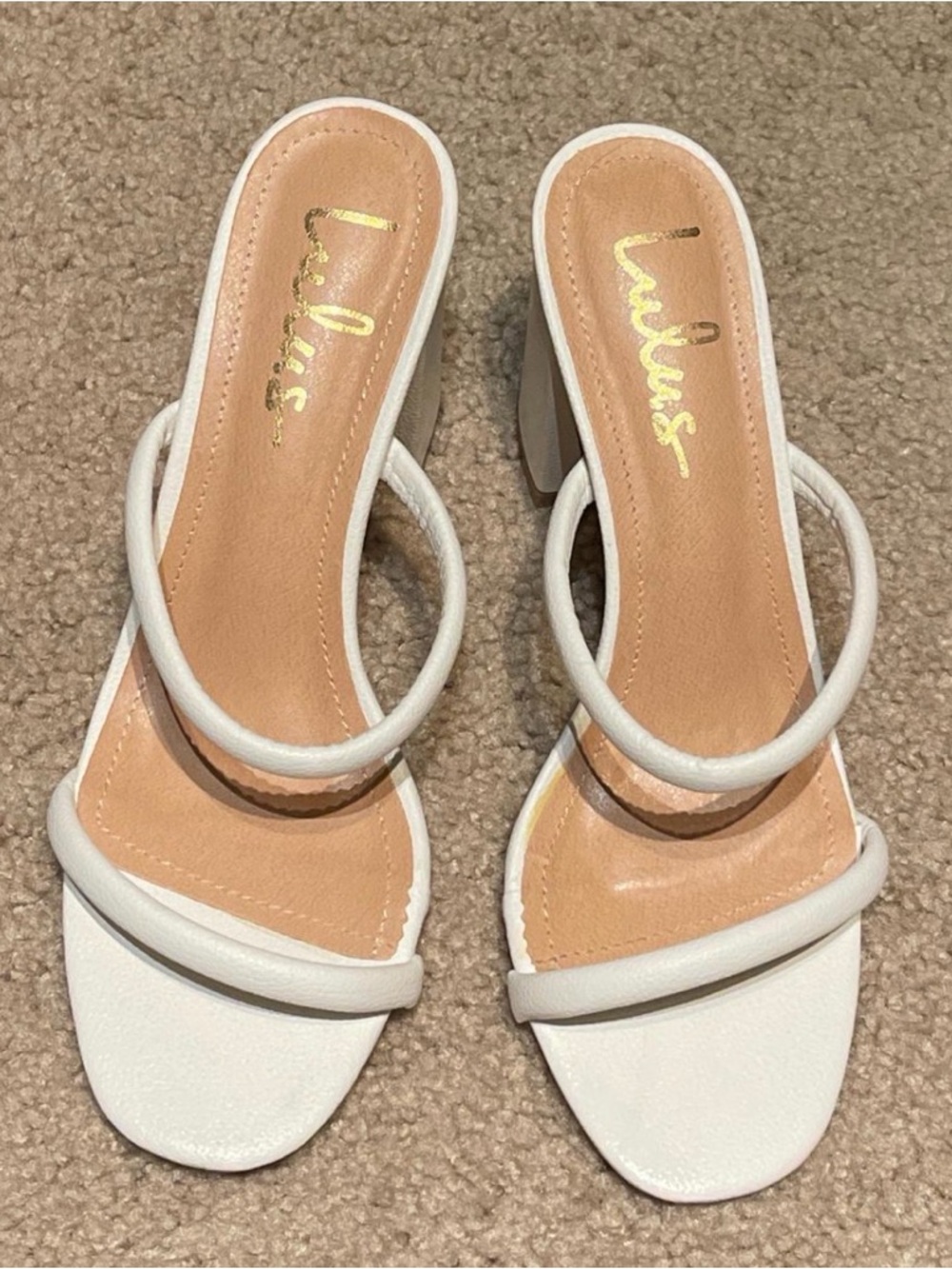 Lulu's White Double-Strap Block Heel Sandals
